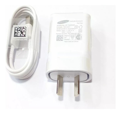 Cargador Samsung EP-TA20RWSCGAR usb de pared con cable carga rápida blanco