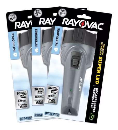 03 Lanternas Rayovac Recarregavel 1 Super Led = 15 Tatica