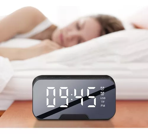 Reloj Despertador Digital Led Con Bocina Bluetooth Y Radio Eo Safe Imports  Esi-541 Negro