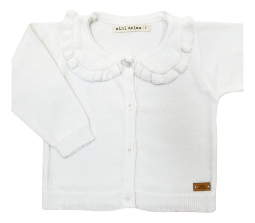 Cardigan Mini Anima Cuello Baby Tejido Kids Bebe Off White