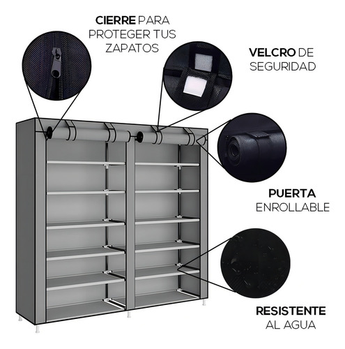 Zapatera Organizador De 6 Niveles Closet De Zapatos Tenis Fasilyt YUB-012 Gris
