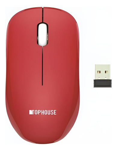 Mouse Inalambrico Optico 8mts 2.4ghz 1200dpi Top House Color Rojo