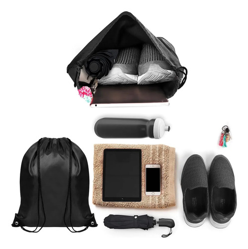 16pzs Morral Bolsas Lona Cuellera Viaje Bolsas Con Cordón Negro