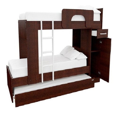 Cama Cucheta Triple Mosconi Color Chocolate Beiro Hogar 