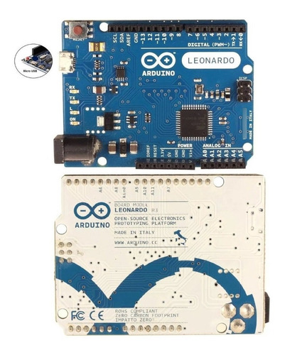 Imagen 1 de 4 de Arduino Uno R3 Leonardo Original Micro Usb