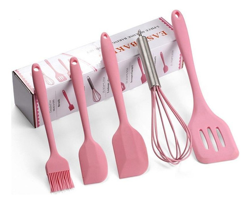 Kit 5 Unidades Utensílios De Cozinha Silicone Com Fue