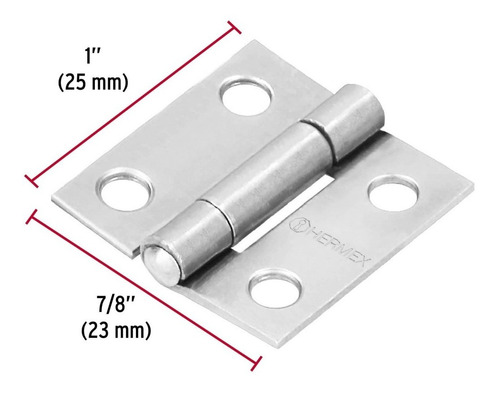 Bisagra Rectangular 1'', Acero Pulido, 10 Pz, Hermex 43185