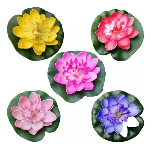 - Nenúfar Flutuante Artificial Eva Lotus Pond, 5 Unidades