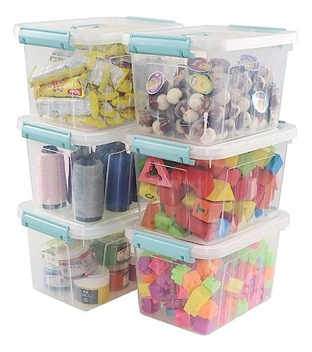 6 L Plastic Clear Storage Bins, Small Clear Latch Stora...