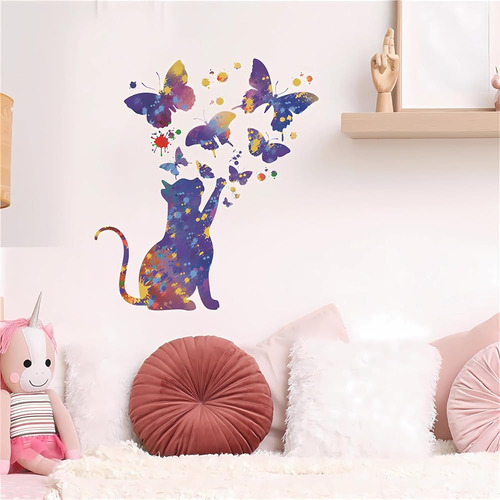 ~? Fantasía Starry Sky Cat Butterfly Wall Stickers, Sacinora