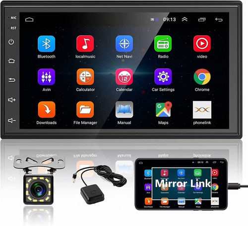 Android Coche Estéreo Doble Din 7 Pulgadas Gps Wifi Con Cáma