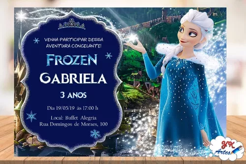 Arte de Convite virtual tema Frozen ou Frozen Fever Envio por