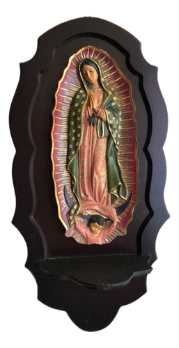 Virgen De Guadalupe Con Marco Chocolate De 19x38 Cm