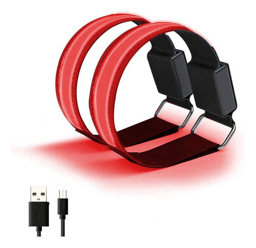 Pulsera Led, 2 Piezas, Correa Reflectante Recargable Por Usb