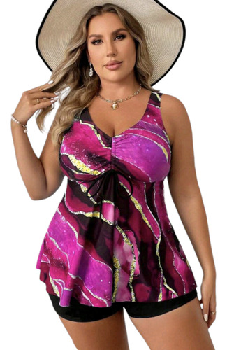 Traje Baño Gordita Plus Curvy Extra Señora Short Blusa Playa