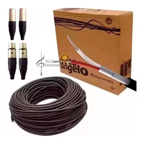 Cabo Microfone Santo Angelo X30 Balanceado 30 Metros + Plugs