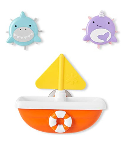 Skip Hop Zoo Baby Bath Toy Tip & Spin Boat, Tiburón/narval