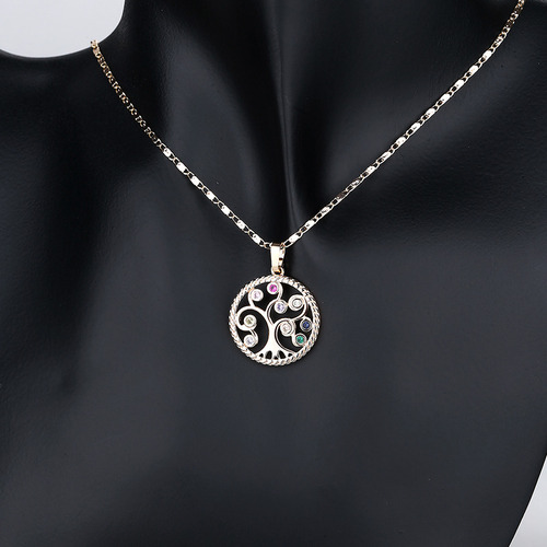 Sjx Collar Y Aretes Mujer Dije Árbol De La Vida Chapa En