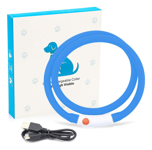 Collar Led De Seguridad Para Perro Recargable Por Usb - Azul