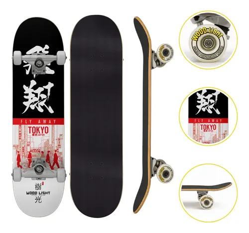 Skate Iniciante Completo Japan Tokyo Wood Light | Frete grátis