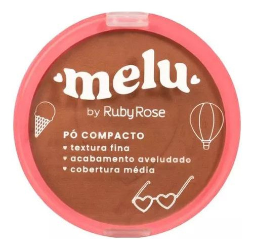 Pó Facial Compacto Melu Ruby Rose Acabamento Avelulado E160