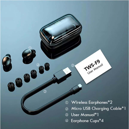 Audífonos In-ear Inalambricos F9-5 Bluetooth Con Luz Led