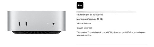 Apple Mac Mini M4 (2024) 10cpu 10gpu 16gb 256gb Envio Hoje