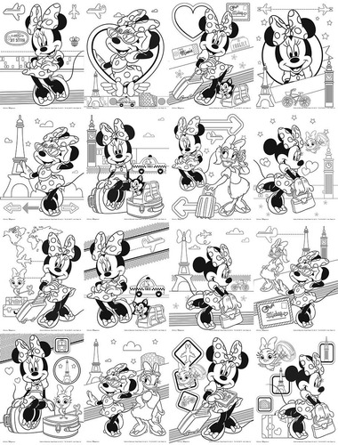 Minnie Mouse, Hoja Para Colorear, Kit De 4 Bolsas