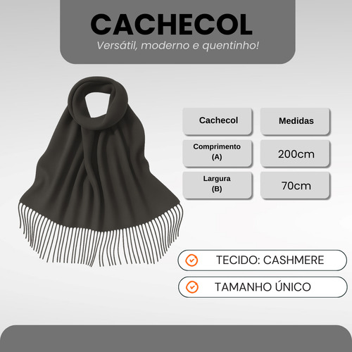 Cachecol Elegante Adulto Com Franjas Macio E Confortável