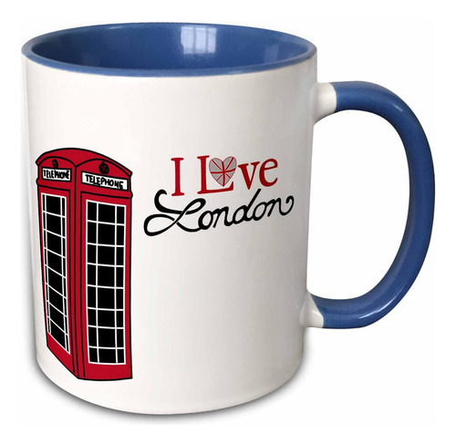 3drose I Love London Red Telephone Booth Taza De Dos Tonos, 