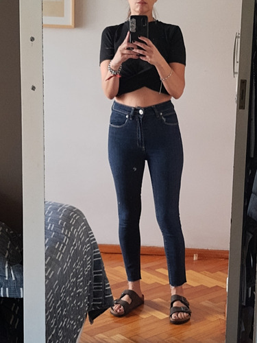 Jeans Akiabara Chupín Mujer Talle 25 Azul 