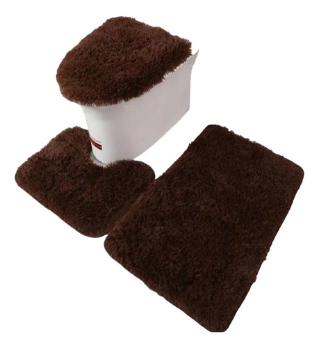 Juego De Baño Set 3 Piezas Posa Pies Peludo Ducha Cubre Wc 