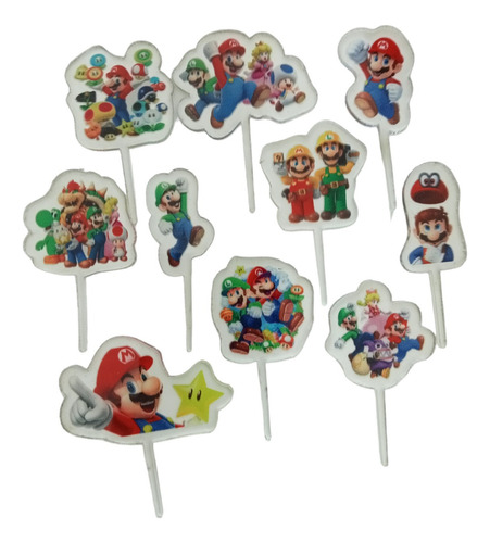 10 Mini Palillos Picks Super Mario Bros Lunch Bowser Luigi