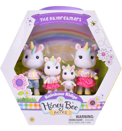 Honey Bee Set 4 Figuras Familia Unicornio Rainbow