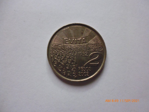 Moneda Argentina De 2 Pesos Evita Aniversario
