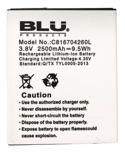 Batería Blu Dash 5.5 (d610) C816704260l (3.7v-2500mah) 9.5w