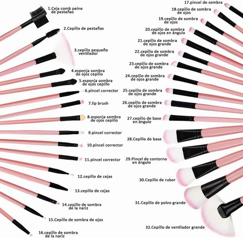 Juego De 32 Brochas Pincel De Maquillaje Profesional+estuche