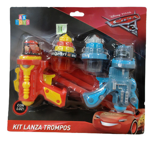 Kit Lanzador De Trompos Con Luz Disney Pixar Cars Color Celeste-rojo