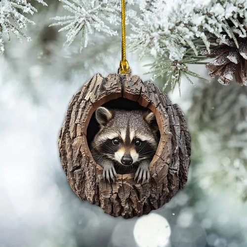 2 Pcs Adorno Árbol Navidad Colgante De Mapache Acrílico 2d