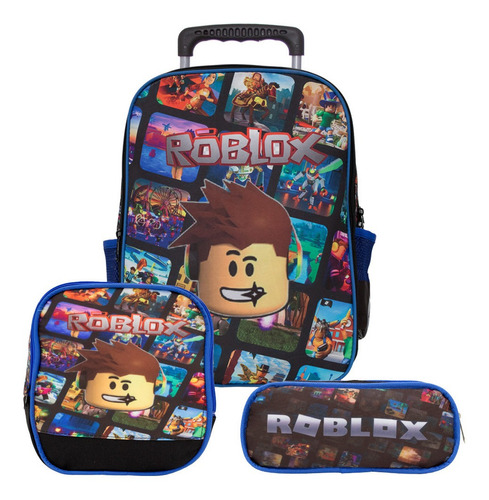 Mochila Infantil Masculina Jogo Roblox Resistente De Rodinha