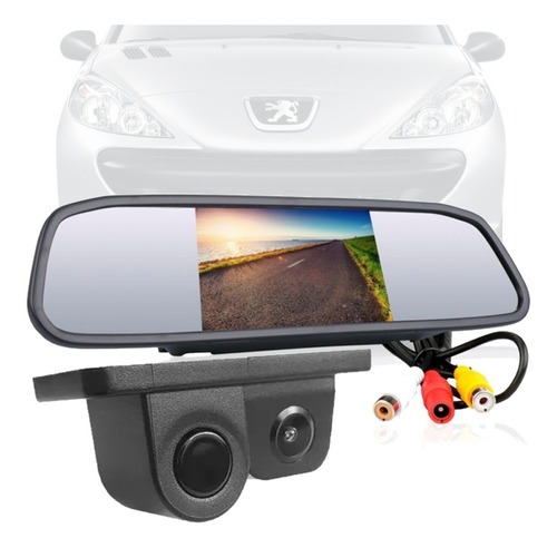 Kit Estacionamento Sensor Camera Retrovisor Lcd Peugeot 207