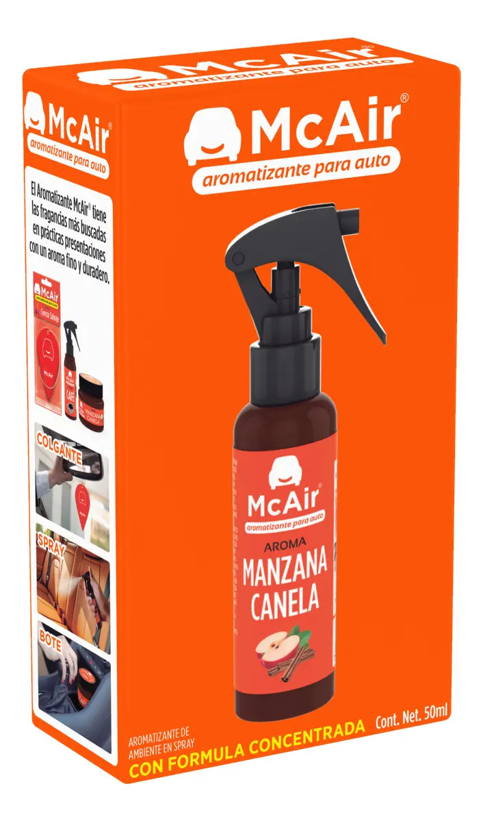 Aromatizante Auto Spray McAir 50mL Fragancia Manzana Canela