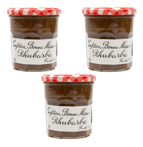 3 Frascos Mermelada De Riubarbo Bonne Maman (francia) 370 Gr