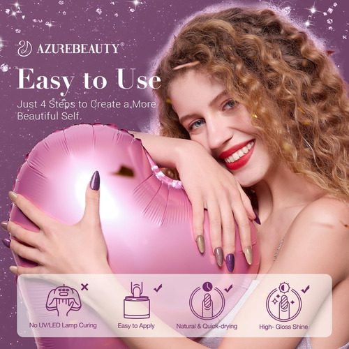 Kit De Uñas De Polvo De Inmersión Azurebeauty, 4 Colores De
