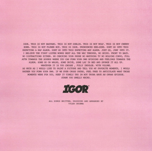 Imagen 3 de 3 de Tyler The Creator Igor Vinilo Nuevo Importado