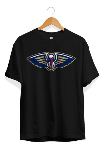 Remera Basket Nba New Orleans Pelicans Negra Logo Simple