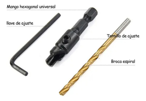 Broca Avellanadora Madera Vastago Carpintero Tornillo Kit