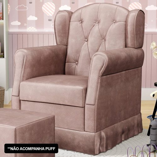 Sillón fijo de lactancia y descanso Lucy Pink Velvet, color rosa