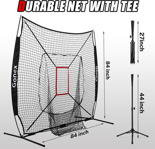 Gonex Juego De Red De Práctica De Béisbol Y Softbol De 7' X