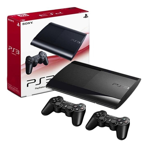 Sony Playstation 3 Super Slim 2 Joysticks + Juego Fisico Negro (Reacondicionado)